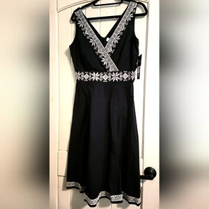 Sleeveless Black Embroidered Dress-Madison Leigh-NWT-10